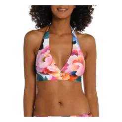 Women's La Blanca Floral Rhythm Banded Halter Bikini Top Swimsuit